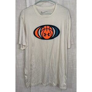 Under Armour Men's  XL Loose Cream Basketball Symbol T-Shirt UA Shirt SS